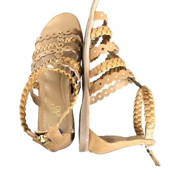 Franco Sarto Women's Beryl Tan Studded Gladiator Festival Sandal 8.5M Zip Back - Picture 2 of 6